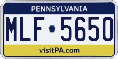 PA license plate MLF5650