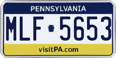 PA license plate MLF5653