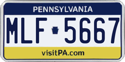 PA license plate MLF5667