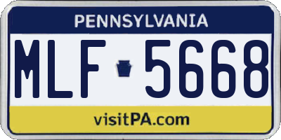 PA license plate MLF5668