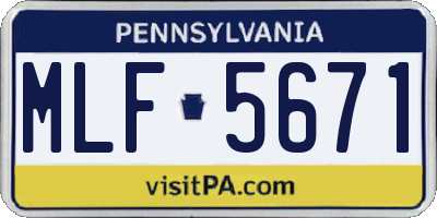 PA license plate MLF5671