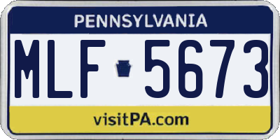 PA license plate MLF5673