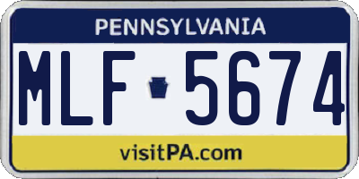 PA license plate MLF5674