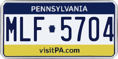 PA license plate MLF5704