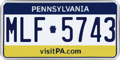 PA license plate MLF5743