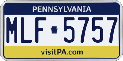 PA license plate MLF5757