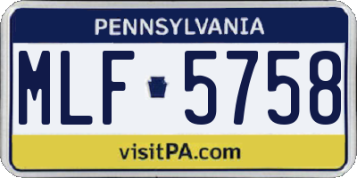 PA license plate MLF5758