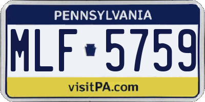 PA license plate MLF5759