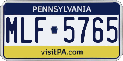 PA license plate MLF5765