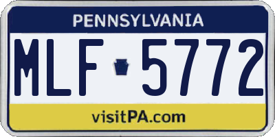 PA license plate MLF5772