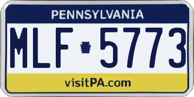PA license plate MLF5773