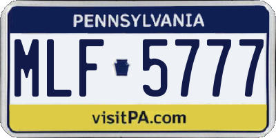 PA license plate MLF5777