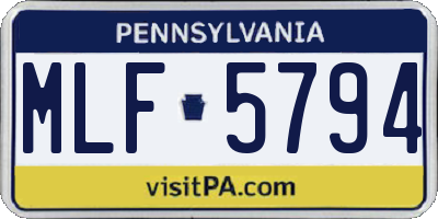 PA license plate MLF5794