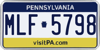 PA license plate MLF5798
