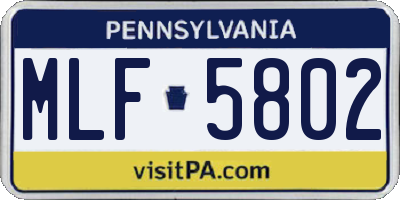 PA license plate MLF5802