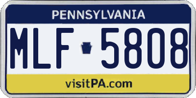 PA license plate MLF5808