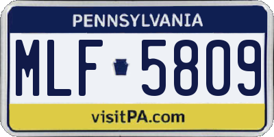 PA license plate MLF5809