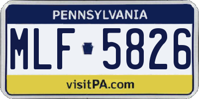 PA license plate MLF5826