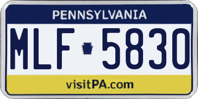 PA license plate MLF5830