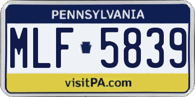 PA license plate MLF5839