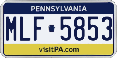 PA license plate MLF5853