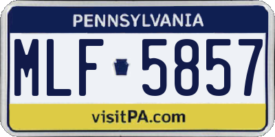 PA license plate MLF5857