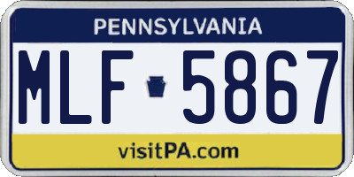 PA license plate MLF5867
