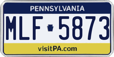 PA license plate MLF5873