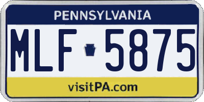 PA license plate MLF5875