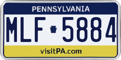 PA license plate MLF5884