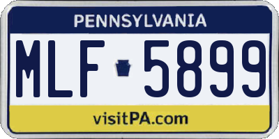 PA license plate MLF5899