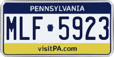 PA license plate MLF5923