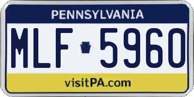PA license plate MLF5960