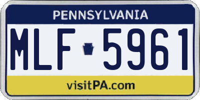 PA license plate MLF5961