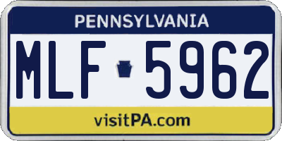 PA license plate MLF5962