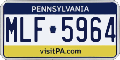 PA license plate MLF5964