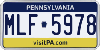 PA license plate MLF5978