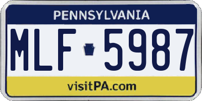PA license plate MLF5987
