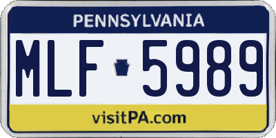 PA license plate MLF5989