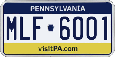 PA license plate MLF6001
