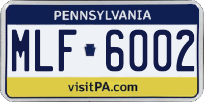 PA license plate MLF6002