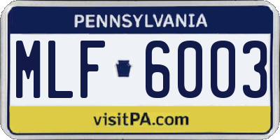 PA license plate MLF6003