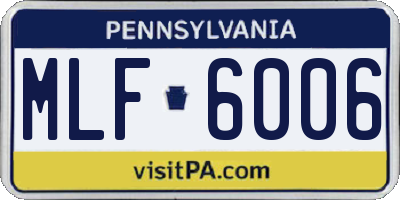 PA license plate MLF6006
