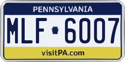 PA license plate MLF6007