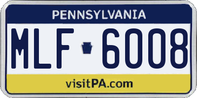 PA license plate MLF6008
