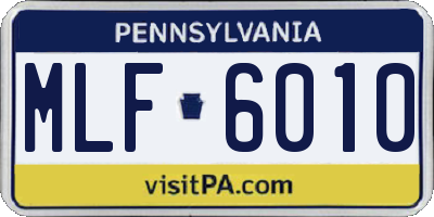 PA license plate MLF6010