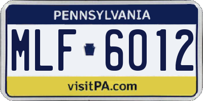 PA license plate MLF6012