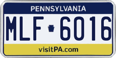 PA license plate MLF6016