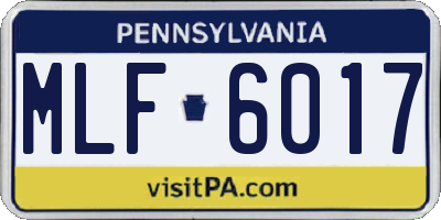 PA license plate MLF6017