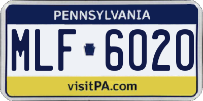 PA license plate MLF6020